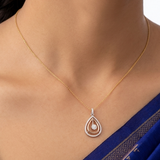 Stylish 18K White & Rose Gold Diamond Pendant