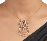 Fancy White Gold & Ruby Diamond Pendant