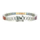 SAPPHIRE ETERNITY BRACELET, diamond jewellery, bracelets, diamond bracelets, gold bracelets, open setting bracelets, closed setting bracelets