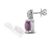 Charming 18K White Gold Diamond & Amethyst Studs