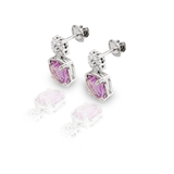Charming 18K White Gold Diamond & Amethyst Studs