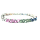 SAPPHIRE ETERNITY BRACELET, diamond jewellery, bracelets, diamond bracelets, gold bracelets, open setting bracelets, closed setting bracelets