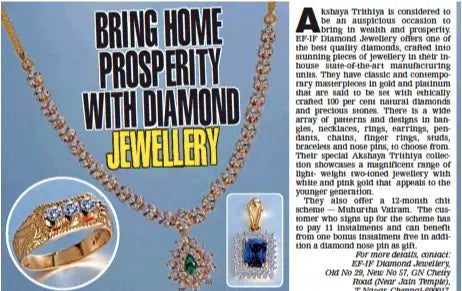 Bring home prosperity with Diamond Jewellery EF-IF Diamond Jewellery