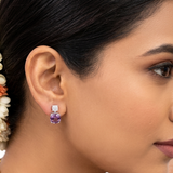 Charming 18K White Gold Diamond & Amethyst Studs