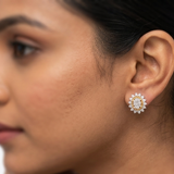 The Fleur Oval 18k Yellow Gold Diamond Studs