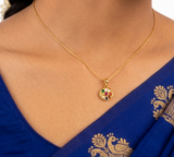 Circular Navratan 22k Yellow Gold Pendant