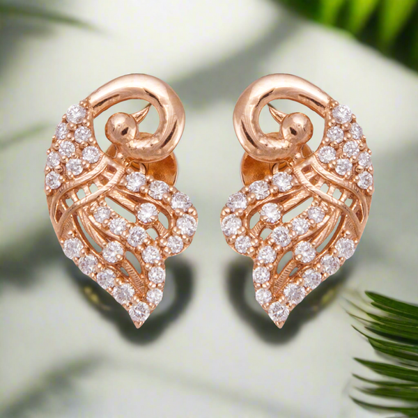 The Peacock Inspired 18k Rose Gold Diamond Studs