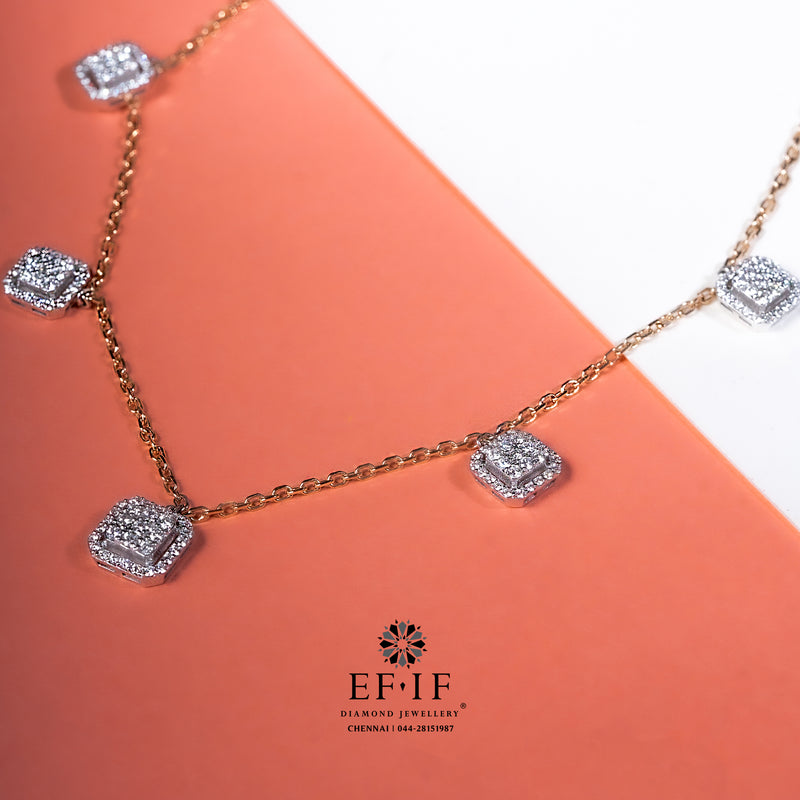 Buy Erin Square Diamond Necklace Online | CaratLane
