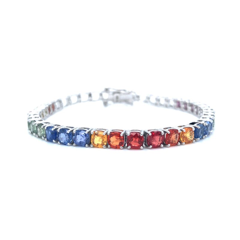 Rainbow Sapphire Tennis Bracelet, 18K White Gold Rainbow Sapphire Bracelet,  Ombré Sapphire Bracelet, Multicolor Bracelet - Etsy