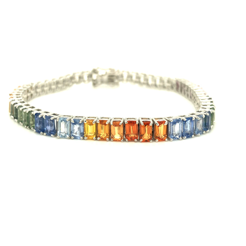 SAPPHIRE ETERNITY BRACELET, diamond jewellery, bracelets, diamond bracelets, gold bracelets, open setting bracelets, closed setting bracelets, Colour stone diamond bracelets