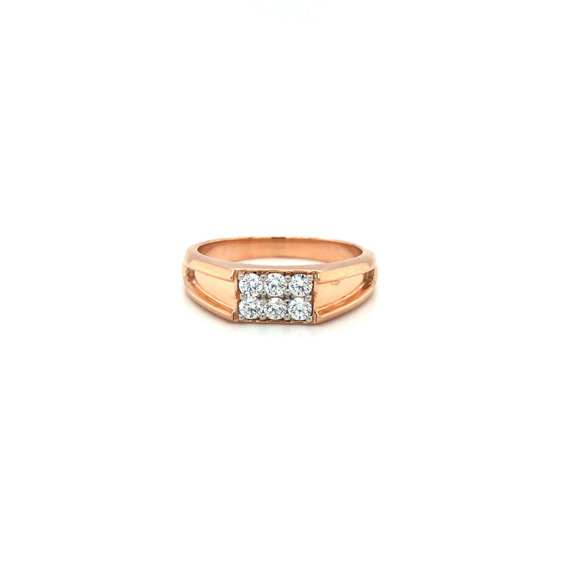 Mens Rose Gold And Diamond Wedding Band | Satin Finish