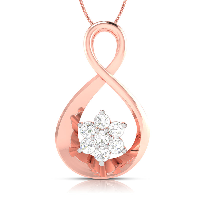 Charming Floral Diamond Pendant in White and Rose Gold
