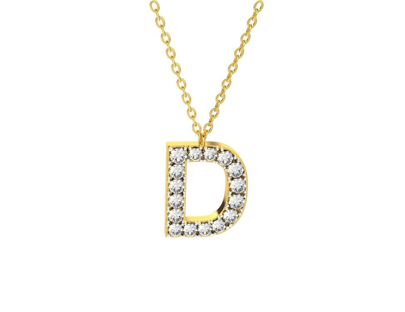 18K Diamond Set Initial D Necklace