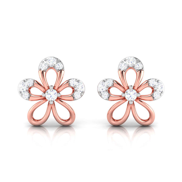 Mia by Tanishq 14 KT Rose Gold Floral Stud Earrings With Studded Diamonds  Rose Gold 14kt Stud Earring Price in India  Buy Mia by Tanishq 14 KT Rose  Gold Floral Stud