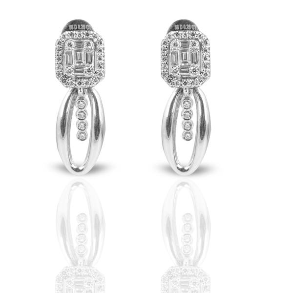 Contemporary 18k White Gold Diamond Studs