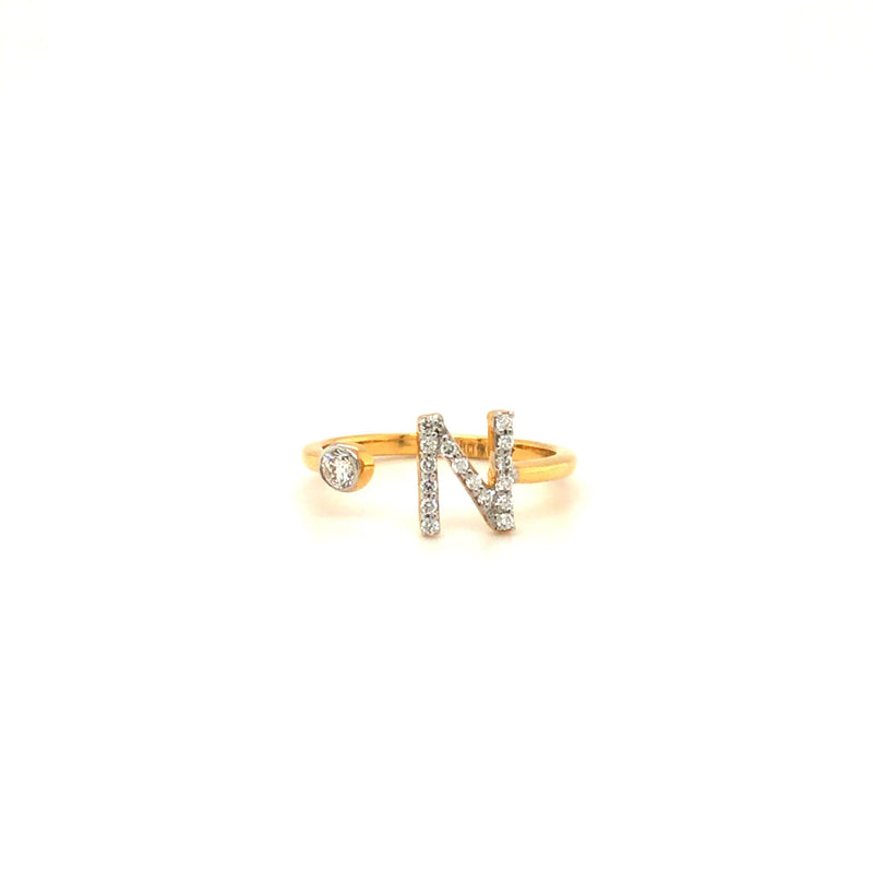 Vighnaharta cz alloy Gold plated Valentine collection Initial '' A '' Letter  in heart ring alphabet collection - VIGHNAHARTA - 3594865
