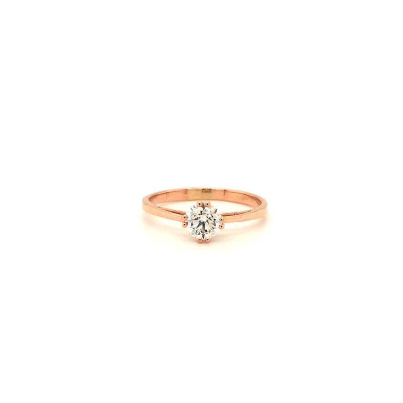 Pavé Emerald Cut Solitaire Diamond Ring in Yellow, Rose or White Gold