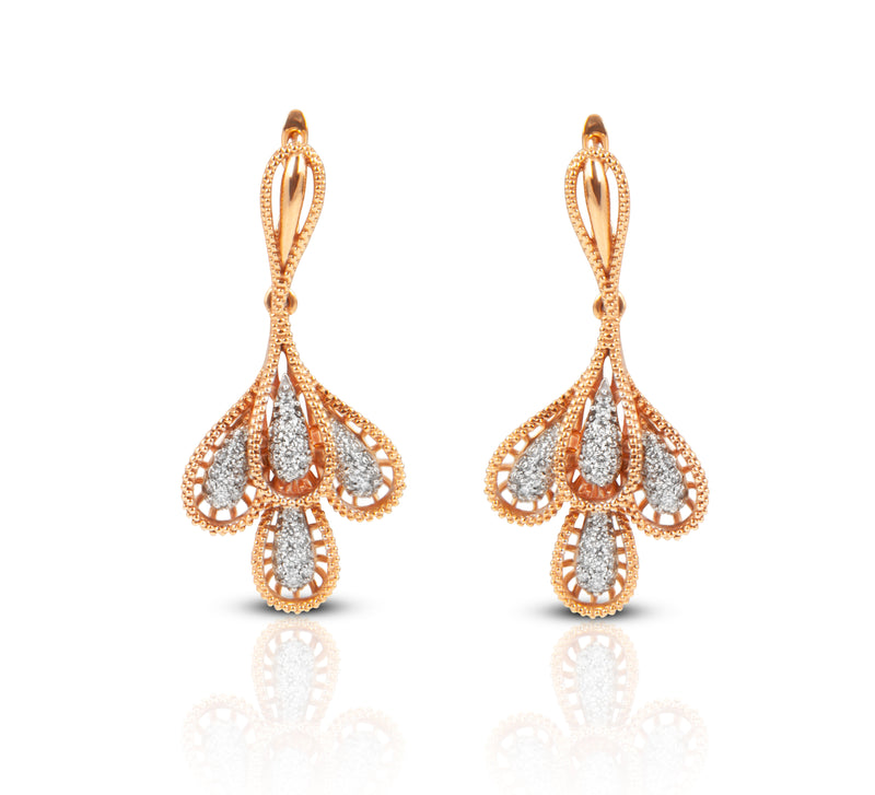 18K Rose Gold Pear Diamond Earrings - Kilani Jewellery Inc. | Kilani Custom  Design & Trading Inc.