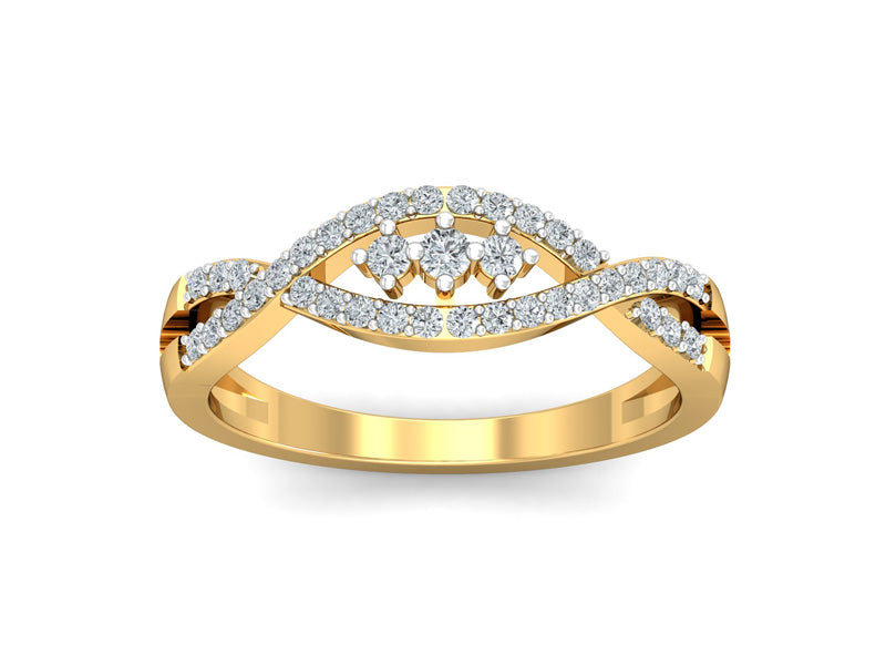 Yellow Gold Star Diamond Spiral Ring